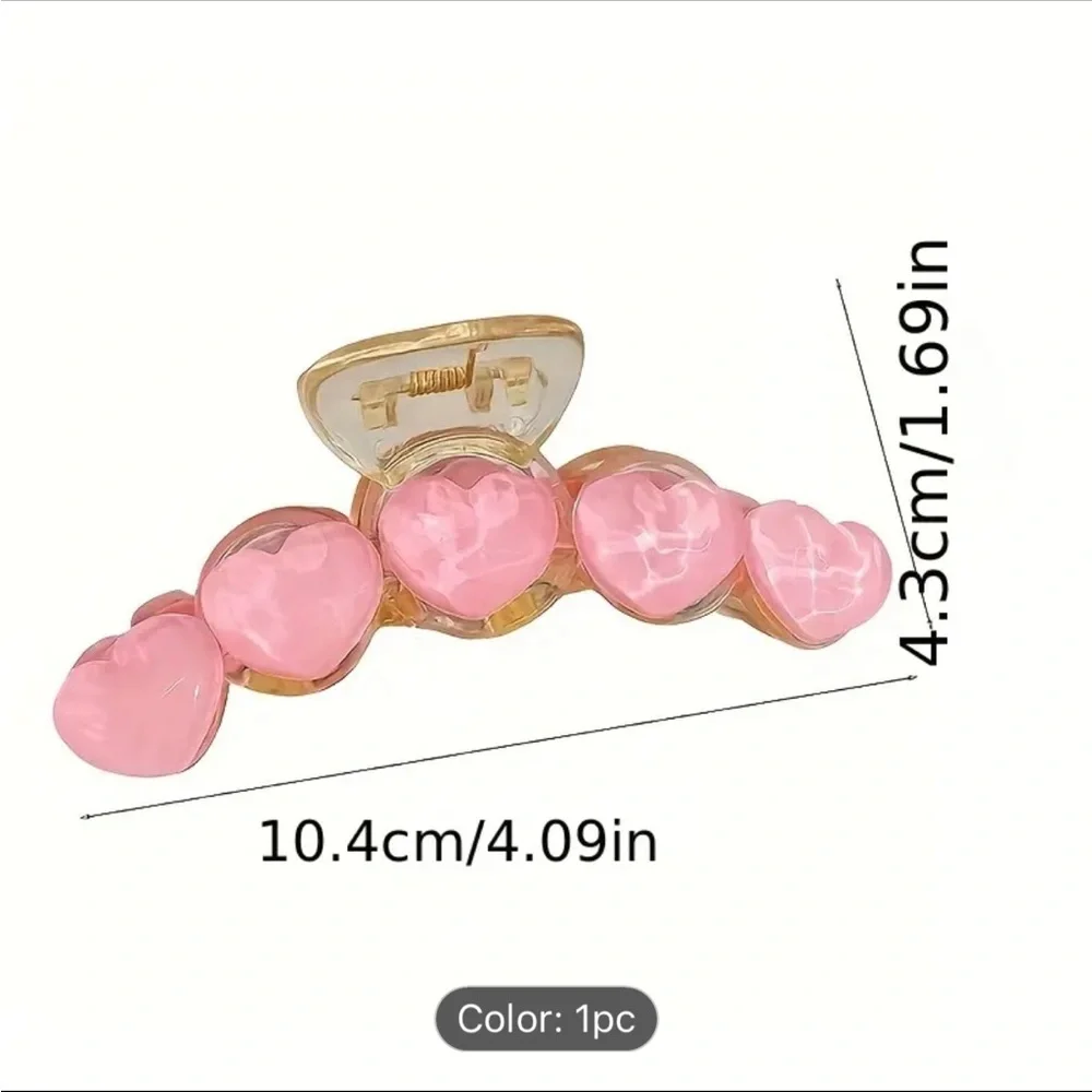 pink love heart acrylic hair clip